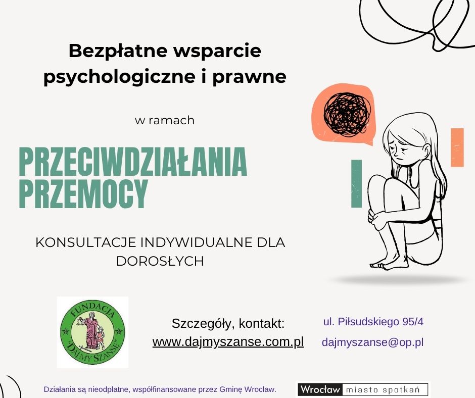 Bezpłatne wsparcie psychologiczne i prawne.